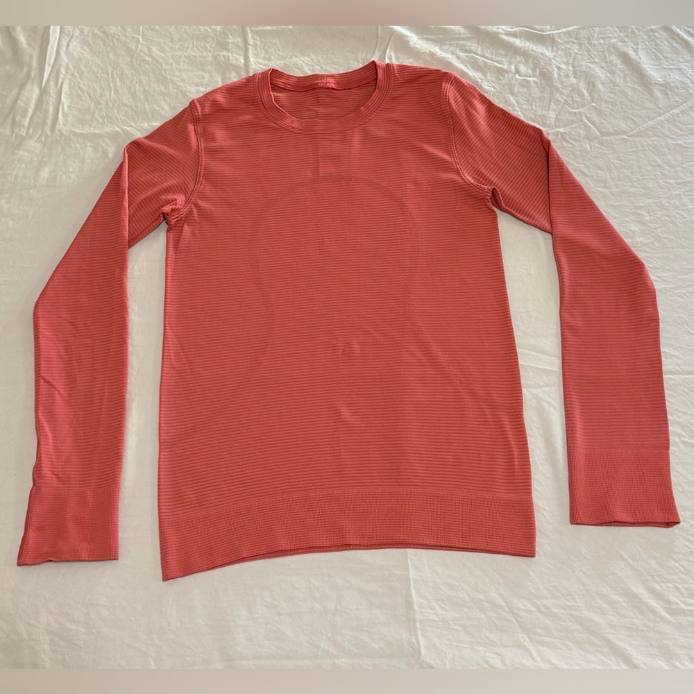 Lululemon Swiftly Relaxed Long Sleeve Tempo Stripe Pale Raspberry /Brier Rose(4) - Picture 2 of 6